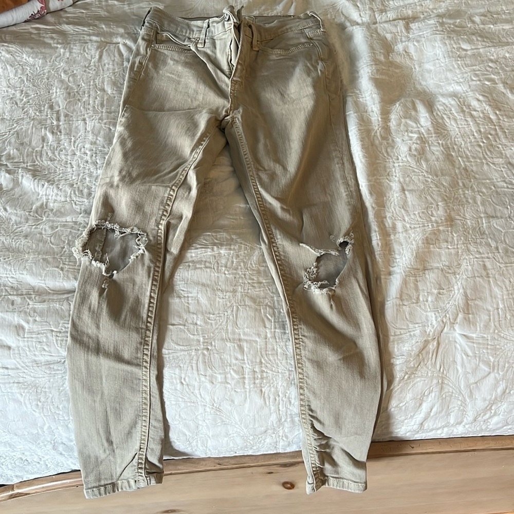 Free People sand colored midrise skinny jeans